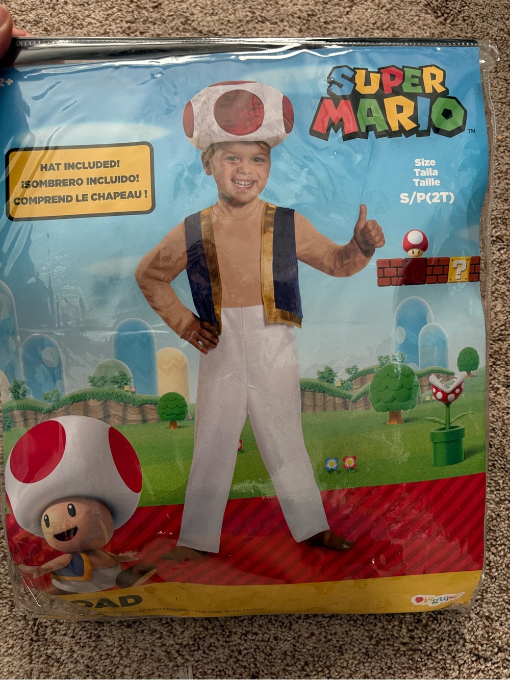Super Mario Toad Kids Costume - size S/2T